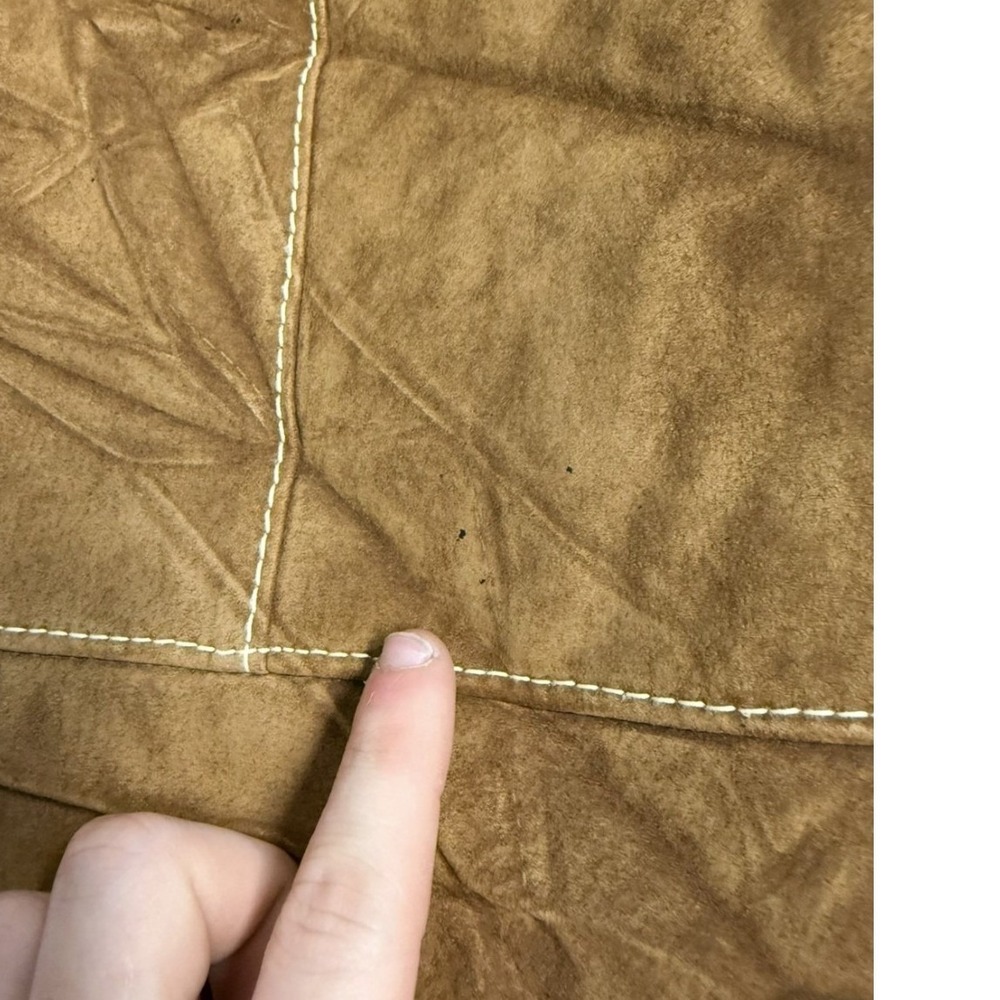 Vintage Tan Suede Leather Afghan Penny Lane Jacket Faux Fur Trim Brown Womens S - Picture 7 of 12